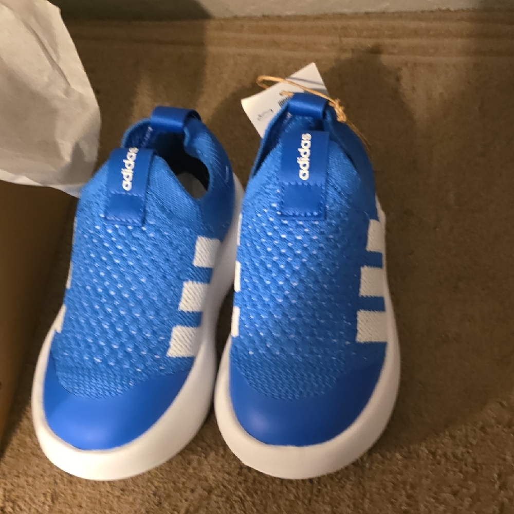 Adidas Kids Blue and White Slip-On Sneakers